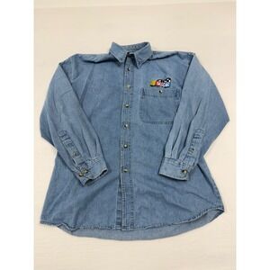 Vintage The‎ Game NASCAR Racing Denim Shirt Mens Medium Long Sleeve Button Up